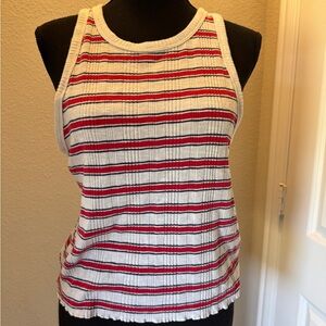 Universal Thread White Tank Top with Red & Black Stripes